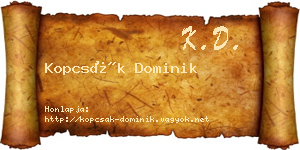 Kopcsák Dominik névjegykártya